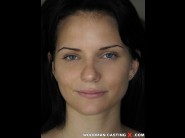 Pamela danleku is sited on a sofa, legs appart and looking at you